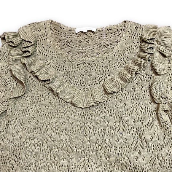 Loveshackfancy Natalie Ruffle Open Knit Sweater Sz Small - Picture 7 of 13